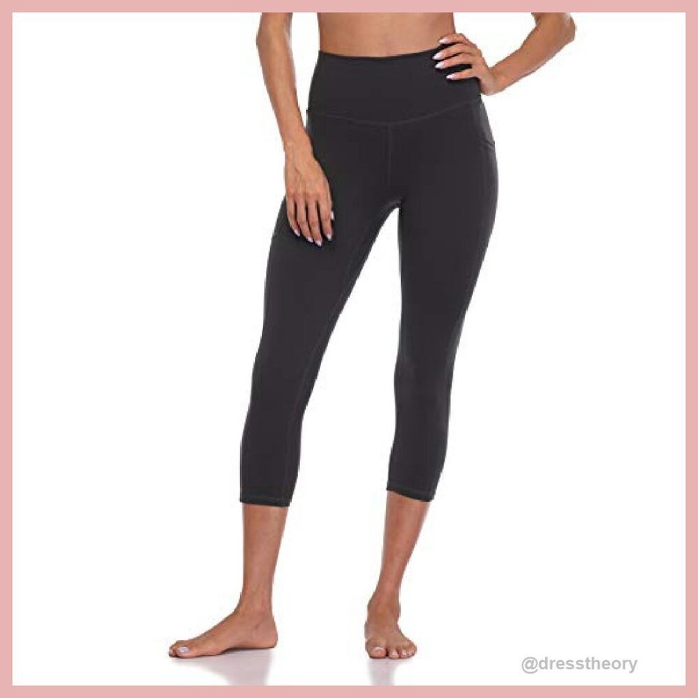 High Waisted Yoga Capris with Pockets, 21" Inseam Leggings - Picture 3 of 6